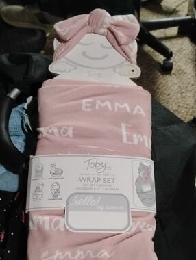 Toby Pink Emma Kids Wrap Set with Headband